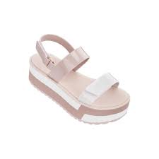 Zaxy Slash Plat White And Nude Flat Sandals For Woman
