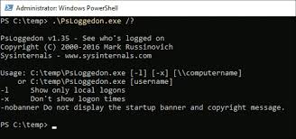 psloggedon view logged on users in