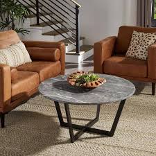 Faux Marble And Metal Coffee Tables