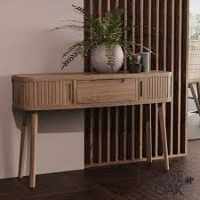 Tambour Oak Grey Console Table