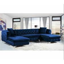 modern velvet blue sofa set for home