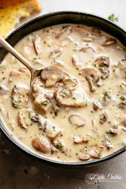 For this meaty recipe, use a can of cream of mushroom soup with garlic and two cans of cream of mushroom soup in the original flavor to go with the tasty egg noodles. Cream Of Mushroom Soup Cafe Delites