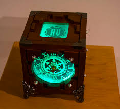 Hand Crafted Customized Lighted Wood Steampunk Box Portal