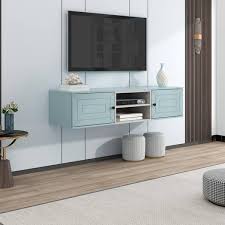 Blue Wall Mounted Floating Tv Stand