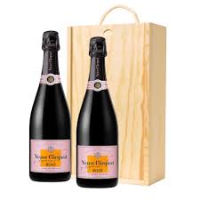wooden box chagne duo of veuve