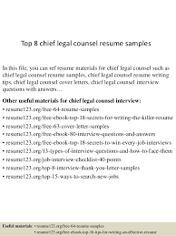 Top 8 Chief Legal Counsel Resume Samples