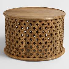 Solid Wood Round Carved Coffee Table