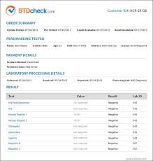 sample std test results stdcheck com