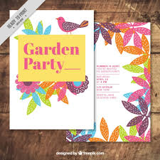 garden party card with hand drawn