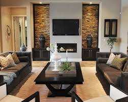 75 contemporary living room with a wall