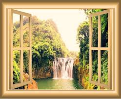 Waterfall 3d Wall Art Window Frame