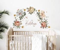 Baby Girl Flowers Foliage Wall Stickers