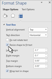 position in a shape or text box in word