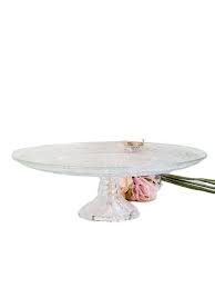 Cake Stand Large Etched Clear Glass