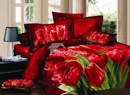 Luxury Red Tulips Print 3d Duvet Cover