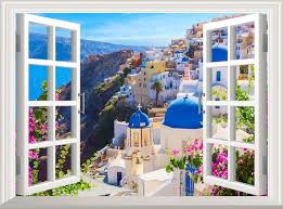 Greek 3d Fake Window View Wall Sticker