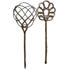 antique french rattan carpet beater