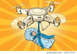 drone quadcopter delivery of a newborn