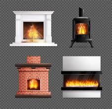 Free Vector Fireplace Realistic Set