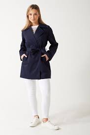 Only April Wrap Trench Coat In Navy