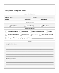 Employee Discipline Form Employee Handbook Job