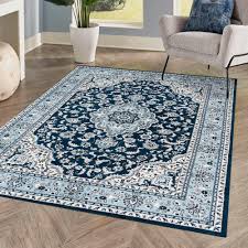 jonathan y palmette modern persian fl area rug navy blue 4 x 6