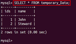 select into temp table statement in mysql