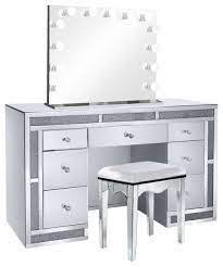 glam crystal mirrored 7 drawer led