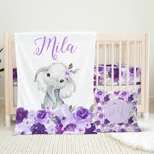 Fl Girl Crib Bedding Set Purple