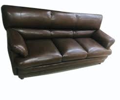 wooden three seater leather sofa