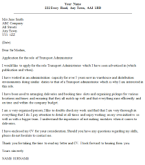 Transport Administrator Cover Letter Example Icover Org Uk