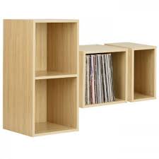 oak vinyl record lp storage unit