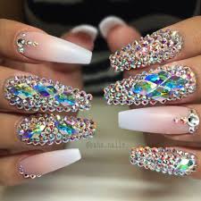 nail extension designs with rhinestones