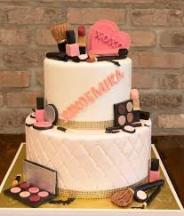 makeup themed birthday sweet six cake