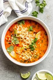thai red curry noodle soup little broken