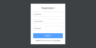 login and registration page in php