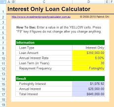 Interest Only Calculator Excel Car Loan Calculator Excel Reducing