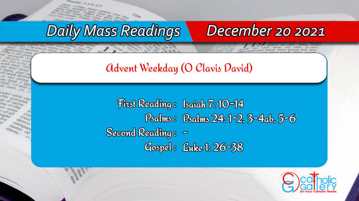 Catholic Daily Mass Readings 20 December 2021 | Monday Mass