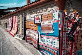 traditional georgian carpet hanging on