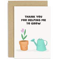 Amazon | Old English Co. かわいいサンキューカード 先生用 - 「Thank For Helping Me To Grow」 じょうろと花のエンドオブイヤーカード 学校の先生メンター生徒の家庭教師に | 内側は空白 封筒付き | グリーティングカード |  文房具・オフィス用品