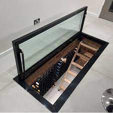 Hinged Glass Floor Wine Cellar Display