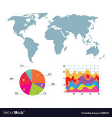 World Map Infographic Pie Chart Graph