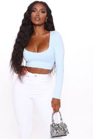 Open To Anything Crop Top Light Blue Knit Tops Fashion Nova