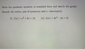 Quadratic Equation In Standard Form