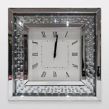Floating Crystal Mirrored Square Wall Clock