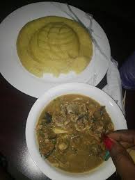 In most garri recipes it is cooked by adding boiling water and stirred until a dough is formed. Nigerian Foods And Recipes Garri Eba With Nigerian Ogbono Soup African Recipes Nigerian Food Nigerian Food Garri Recipe