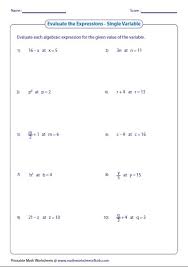 Evaluating Algebraic Expression