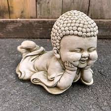 Stone Baby Buddha Statue Outdoor Laying