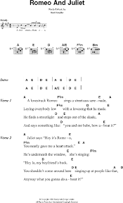 intro c fmaj7 g (x4) / verse c g am g c a lovestruck romeo sings the streets a serenade c g am f laying everybody low with a love song that he made g g c finds a convenient street light Romeo And Juliet Guitar Chords Lyrics Zzounds