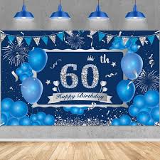 blue 60th birthday party decoration